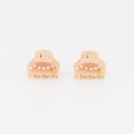 Alexandre de Paris mini beige jewel hair clips Pince Vendôme Pépite